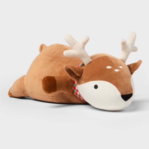 Holiday Brown Deer Weighted Plush Throw Pillow - Pillowfort - Picture 1 of 11
